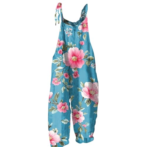 LINGHAOEU Jumpsuit Damen Overall Damen Lässige Große Größen Straight Urlaub Summer mit Taschen Soft Rompers Boxy Higwaist mit Blumenmuster Türkis 2Xl LINGHAOEU Jumpsuit Damen Overall Damen Lässige Große Größen Straight Urlaub Summer mit Taschen Soft Rompers Boxy Higwaist mit Blumenmuster Türkis 2Xl von LINGHAOEU
