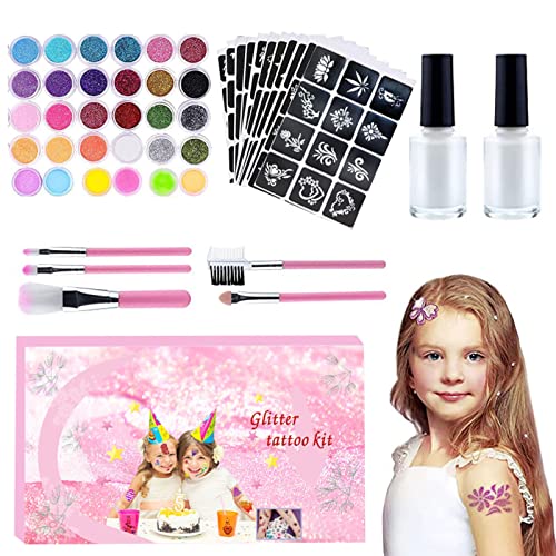 LINGJIONG 2 Pcs Glitzer-Aufkleber für Kinder - Hautfreundliches Flash Body Make-up für Mädchen, Jugendliche, Erwachsene,Geschenk für Karneval, Geburtstag und Party von LINGJIONG