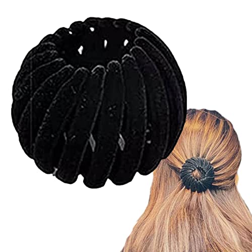 LINGJIONG Vogelnest Haarspange, Samt, erweiterbarer Pferdeschwanz-Halter, Haarklammern, Dutt Maker Clip, Werkzeug, faule Vogelnest Teller, Haarnadel, Haarschmuck für Frauen, Mädchen von LINGJIONG