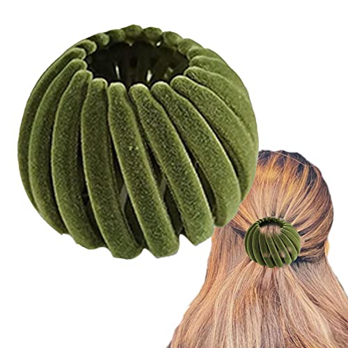 LINGJIONG Vogelnest Haarspange, Samt, erweiterbarer Pferdeschwanz-Halter, Haarklammern, Dutt Maker Clip, Werkzeug, faule Vogelnest Teller, Haarnadel, Haarschmuck für Frauen, Mädchen von LINGJIONG