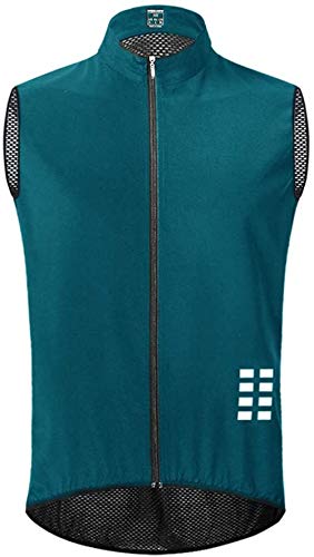 LINGKY Herren Fahrradweste Ärmellose Jersey Back Full Mesh Atmungsaktive Weste, Full Zip Hintertaschen Leichte Reflective Racing/MTB Jacke (Marine,XL) von LINGKY