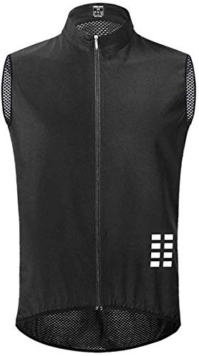 Herren Fahrradweste Ärmellose Jersey Back Full Mesh Atmungsaktive Weste, Full Zip Hintertaschen Leichte Reflective Racing/MTB Jacke (Schwarz,XXL) von LINGKY