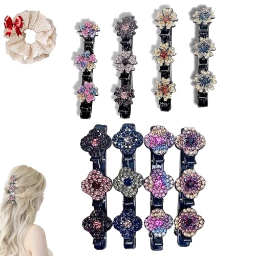 Funkelnde Kristallstein-geflochtene Haarspangen, geflochtene Haarspangen für Frauen, Haarspangen für schnelles Wechseln des Look-Stylings.(8PCS-D) von LINGLEYI