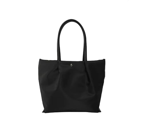 LINGLONGCY Damen Nylon Tote Schulter Hobo Tasche für Arbeit Schule Einkaufen (schwarz) von LINGLONGCY