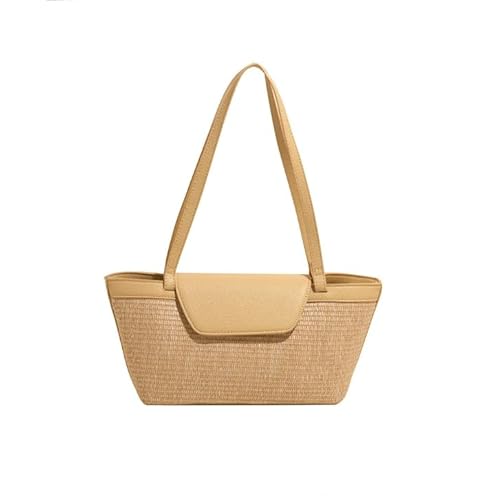 LINGLONGCY Damen Retro Strand Stroh Casual Schulter Handtasche (gelb) von LINGLONGCY