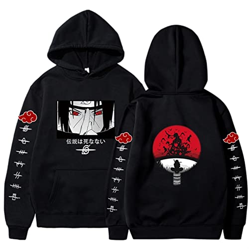 LINGXIAO Jungen Uchiha Itachi Hoodie Pullover Hoodie mit Taschen Anime Print Hoodie für Anime Fans (A,M) von LINGXIAO