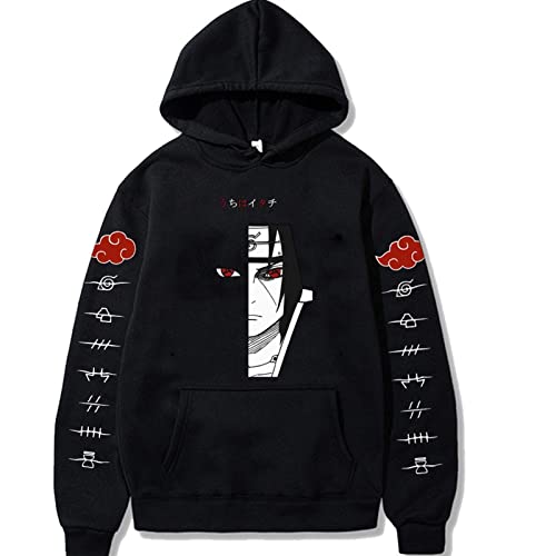 LINGXIAO Jungen Uchiha Itachi Hoodie Pullover Hoodie mit Taschen Anime Print Hoodie für Anime Fans (B,L) von LINGXIAO