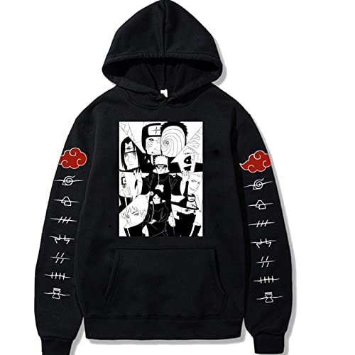 LINGXIAO Jungen Uchiha Itachi Hoodie Pullover Hoodie mit Taschen Anime Print Hoodie für Anime Fans (D,3XL) von LINGXIAO