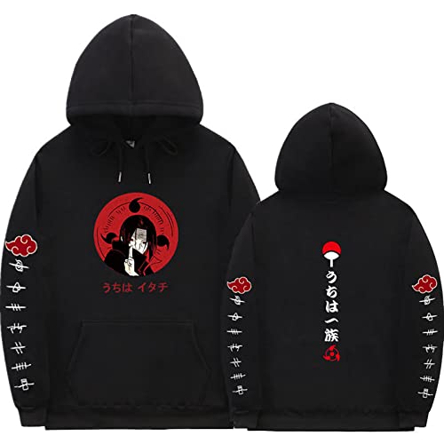 LINGXIAO Jungen Uchiha Itachi Hoodie Pullover Hoodie mit Taschen Anime Print Hoodie für Anime Fans (E,3XL) von LINGXIAO