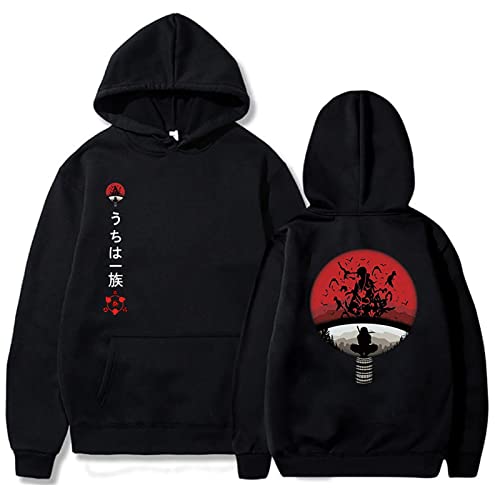 LINGXIAO Jungen Uchiha Itachi Hoodie Pullover Hoodie mit Taschen Anime Print Hoodie für Anime Fans (F,2XL) von LINGXIAO