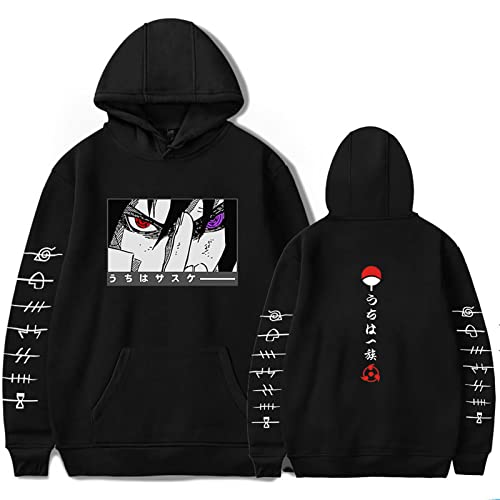 LINGXIAO Jungen Uchiha Itachi Hoodie Pullover Hoodie mit Taschen Anime Print Hoodie für Anime Fans (G,M) von LINGXIAO