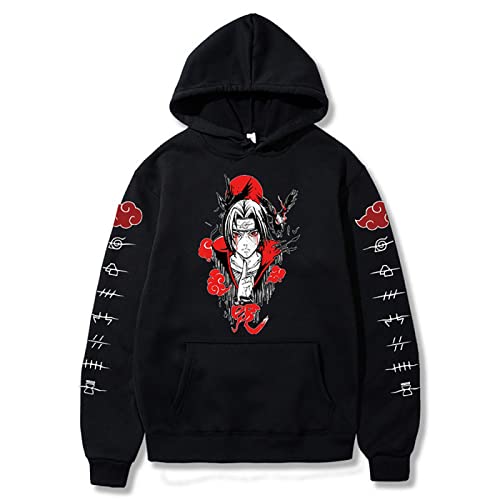 LINGXIAO Jungen Uchiha Itachi Hoodie Pullover Hoodie mit Taschen Anime Print Hoodie für Anime Fans (L,3XL) von LINGXIAO