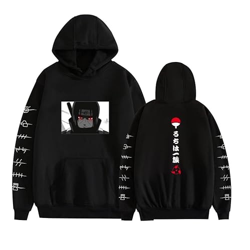 LINGXIAO Jungen Uchiha Itachi Hoodie Pullover Hoodie mit Taschen Anime Print Hoodie für Anime Fans (N,L) von LINGXIAO