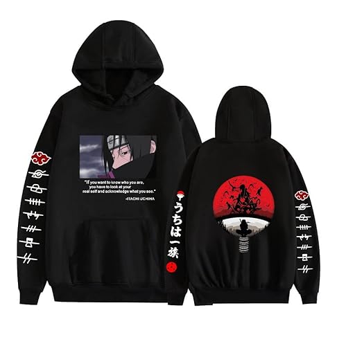 LINGXIAO Jungen Uchiha Itachi Hoodie Pullover Hoodie mit Taschen Anime Print Hoodie für Anime Fans (O,M) von LINGXIAO