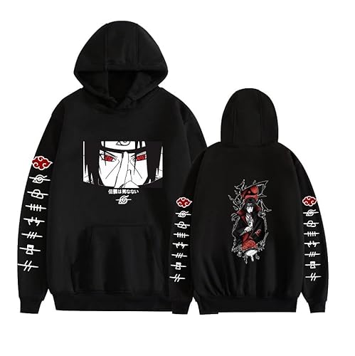 LINGXIAO Jungen Uchiha Itachi Hoodie Pullover Hoodie mit Taschen Anime Print Hoodie für Anime Fans (Q,3XL) von LINGXIAO