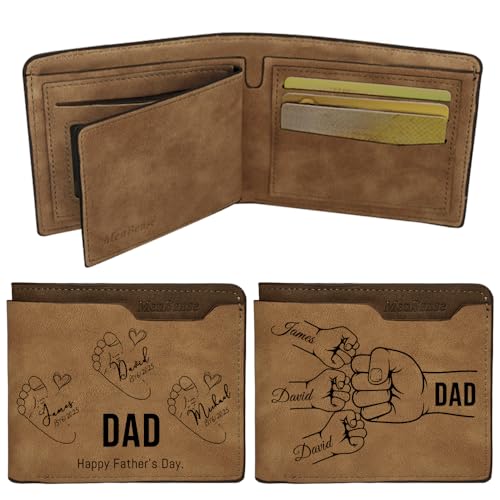 LINGYULG Personalisierte Ledergeldbörse für Männer – Individuelle Geldbörsengeschenke für Männer von der Ehefrau mit Namen, Vatertagsgeschenke für Papa (Stil 1) von LINGYULG