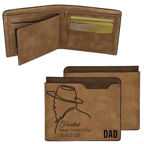 LINGYULG Personalisierte Ledergeldbörse für Männer – Individuelle Geldbörsengeschenke für Männer von der Ehefrau mit Namen, Vatertagsgeschenke für Papa (Stil 2) von LINGYULG