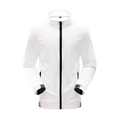 LINGYUN Herren Fahrradjacke Jacken Winddicht Wasserdichter Fahrradjacke Damen Frühling Mantel Atmungsaktive Outdoor Sportswear UV-Schutz, Outdoor Windjacke Laufjacke,Weiß,L von LINGYUN