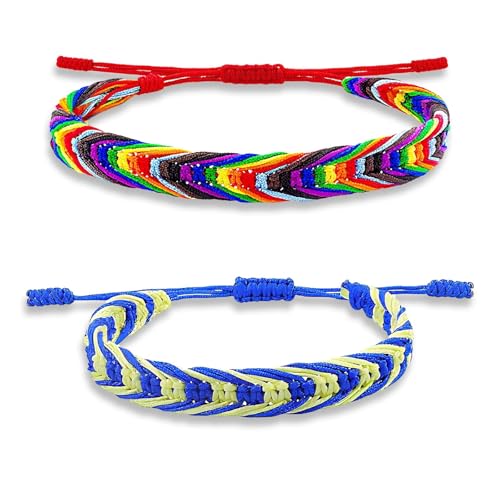 2 Stück Böhmische Gewebte Armbänder, Handgefertigt Verstellbar Freundschaftsarmbänder, Tibet Stil Armband, Gewebte Armbänder für Frauen Damen Herren Kinder Jungen 2 Stück Böhmische Gewebte Armbänder, Handgefertigt Verstellbar Freundschaftsarmbänder, Tibet Stil Armband, Gewebte Armbänder für Frauen Damen Herren Kinder Jungen von LINISITING
