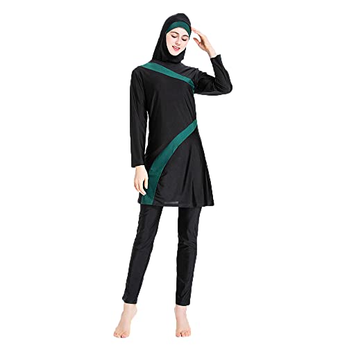 Linke Muslimischer Badeanzug für Damen, 3-teilig, Hijab-Bademode, islamischer Badeanzug, S-6XL, B-grün, 52, 4XL von LINKE