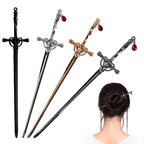 4 Stück Schwert-Haarstäbchen im antiken Stil, chinesischer Stil, Haarstäbchen für Dutt, langes Haar, klassische Vintage-Blume, Haarstäbchen für Damen und Mädchen 4 Stück Schwert-Haarstäbchen im antiken Stil, chinesischer Stil, Haarstäbchen für Dutt, langes Haar, klassische Vintage-Blume, Haarstäbchen für Damen und Mädchen von LINKIM BOLLY