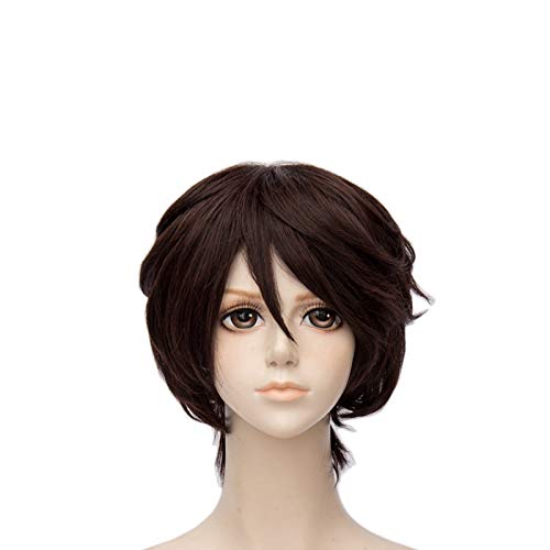 LINLINCD-Anime Coer Wig. Anime Bungo Streune Dogs Dazai Osamu Perücke Cosplay Kostüm Kurze Haarpartyperücken von LINLINCD