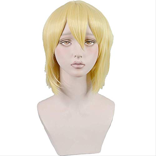 LINLINCD-Anime Coer Wig. Anime Ulysses Jeanne d` Arc an Renkkin Kishi Jeanne d' Arc Perücke Cosplay Kurze goldene hitzebeständige synthetische Haarperücke +Perücke-Kappe von LINLINCD