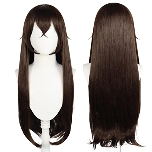 LINLINCD-Anime Coser Anime Spiel Cosplay Perücke for Genshin Impact Amber Frauen langes glattes braunes Haar Modellierung Party Dress Up Perücke hitzebeständiges Kunsthaar+Perückenkappe von LINLINCD