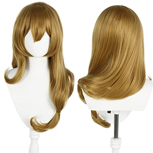 LINLINCD-Anime Coser Anime Spiel Cosplay Perücke for Genshin Impact Lisa Frauen langes braunes lockiges Haar Modellierung Party Dress Up Perücke hitzebeständiges Kunsthaar+Perückenkappe von LINLINCD