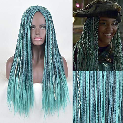 LINLINCD-Anime Coser Wig Descendants 2 UMA Cosplay Perücke lang Afro Tradition Curly Tail Blau Haar Damen Perücke+Perücke Gratis von LINLINCD