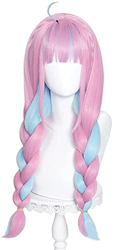 LINLINCD-Anime Coser Wig Minato Aqua Cosplay Perücke Mädchen lang 2 Zöpfe Rosa Blau Synthetisches Haar Halloween Party Play+Kappe (Color : Pink Blue) von LINLINCD