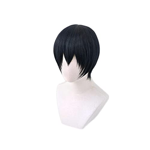LINLINCD-Anime Coser pruik Anime Haikyuu ! Kageyama Tobio Cosplay Kurze Schwarze dunkelblaue Perücke Haikyu Hitzebeständige Faser-Haar+ Wig Cap Partei Role Play Männer von LINLINCD