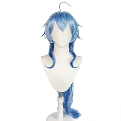 LINLINCD Anime Cosplay Perücke Anime Coser Anime Spiel Cosplay Perücke for Genshin Impact Ganyu Frauen Blau Langes Haar Modellierung Party Dress Up Perücke von LINLINCD