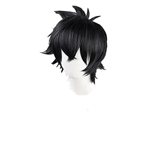 LINLINCD Anime Cosplay Perücke Kemono Jihen Anime Kabane Kusaka Cosplay Perücke schwarz Kurzhaar Halskette Requisiten Hitzebeständige Faserhaare+Perücke Cap Party Männer von LINLINCD