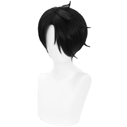LINLINCD-Anime Cosplay Perücke die versprochene Neverland Perücke Ray Perücke Männer Kurze Schwarze Haare mit Wig-Kappe for Halloween en von LINLINCD