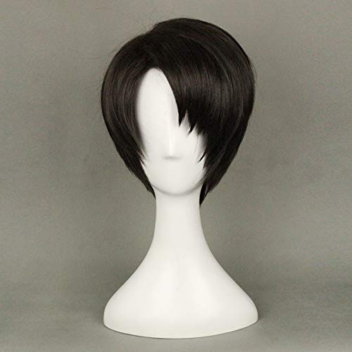 LINLINCD Cosplay wig Angriff auf Titan Levi Ackerman Anime Cosplay Perücken Rivaille Ackerman Kurzes glattes Kunsthaar+Perückenkappe von LINLINCD