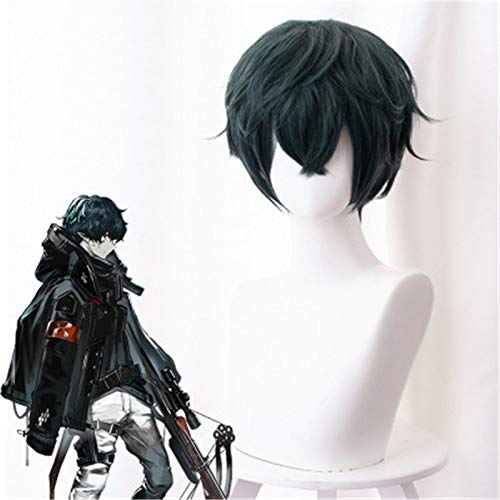 LINLINCD Cosplay wig Arknights Villain Boss Cosplay Perücke Dunkelgrün Lockige Synthese Haar Party Anime Kostüm Perücken+Perücke Cap von LINLINCD
