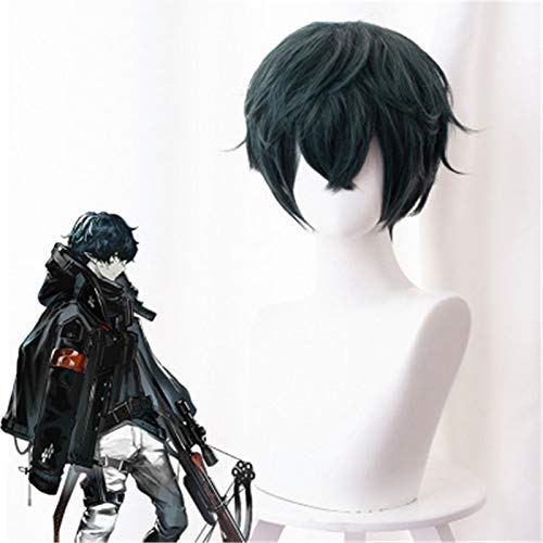 LINLINCD Cosplay wig Arknights Villain Boss Cosplay Perücke Dunkelgrün Lockige Synthese Haar Party Anime Kostüm Perücken+Perücke Cap von LINLINCD