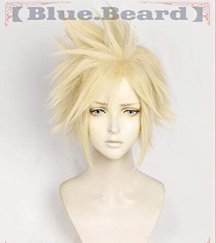 LINLINCD Cosplay wig FF 7 Final Fantasy VII Wolkenkampf Cosplay Perücken FFVII Blond Lang Hitzebeständig Synthetisches Haar Halloween Party+Kostenlose Perückenkappe A. von LINLINCD