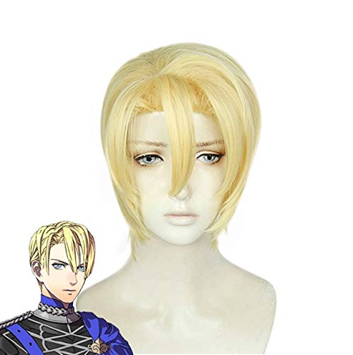 LINLINCD Cosplay wig Feuer Emblem: ThreeHouses Dimitri Alexandre Bladud Kurze Perücke Cosplay Kostüm Hitzebeständiges Kunsthaar Männer Frauen Teil+Perückenkappe von LINLINCD