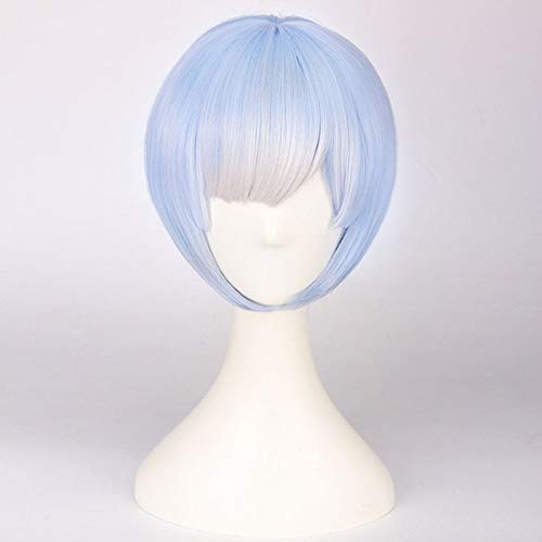 LINLINCD Cosplay wig Graduierte Farbe re zero Re: Leben in einer anderen Welt als Zero Ram Perücke Rem Perücken Cosplay Kostüm Perücke+Nur Stirnband Rem Perücke von LINLINCD