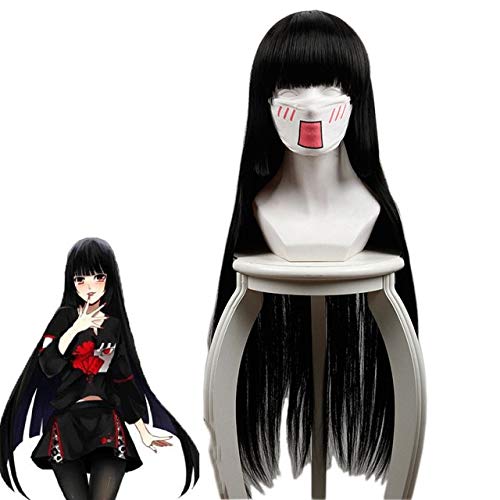 LINLINCD Cosplay wig Kakegurui Yumeko Jabami Cosplay Perücken Schwarz 80 cm lang Gerade Hitzebeständig Synthetisches Haar Perucas Kostüm Rollenspiel Perücke Kakegurui von LINLINCD