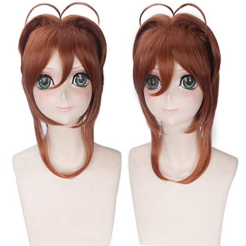 LINLINCD Cosplay wig Kartenfänger Sakura Kinomoto Sakura Cosplay Perücken 45cm Mittellang für Frauen Mädchen Hochwertige synthetische Kunsthaarperücke von LINLINCD