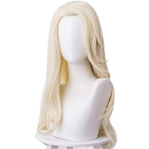 LINLINCD Cosplay wig Ktip Up Anime Film Prinzessin Elsa Cosplay Perücken Langes Hellgelb Verteilen Sie Haare Halloween Party Kleidung Performance Perücke KUZZ336G von LINLINCD