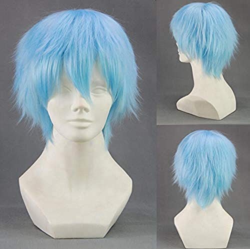 LINLINCD Cosplay wig Kuroko kein Korb Tetsuya Kuroko Cosplay Perücke 30cm kurz hellblau Männer Kunsthaar Perucas Cosplay Perücke+Perücke Cap blau von LINLINCD