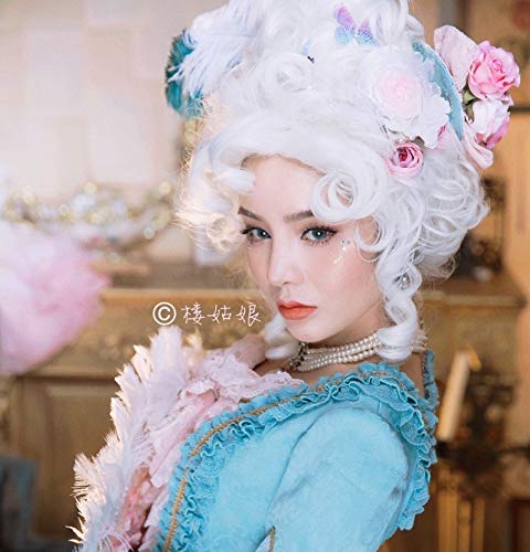 LINLINCD Cosplay wig Marie Antoinette Princess Cosplay Perücken mit mittlerem lockigem Haar (ohne Kopfbedeckung)+Perückenkappe von LINLINCD