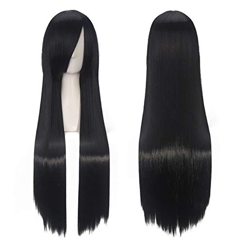 LINLINCD Cosplay wig Mulan Cosplay Perücke 80cm schwarz lange gerade Prinzessin Frauen Mädchen synthetisches Haar+Perücke Kappe schwarz von LINLINCD