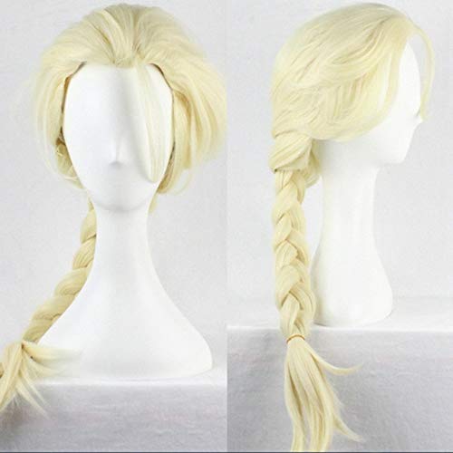 LINLINCD Cosplay wig Prinzessin Anna Elsa Cosplay Perücken für Frauen Mädchen Lang Gerade 70cm Zwei Zöpfe Hitzebeständig Synthetische Anime Film Perücke Elsa von LINLINCD