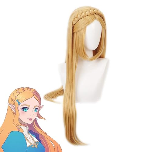 LINLINCD Cosplay wig Prinzessin Zelda Perücke Die Legende von Zelda Cosplay Frauen Golden geflochtene Perücken Cosplay Anime Cosplay Perücke Hitzebeständige synthetische Perücken von LINLINCD