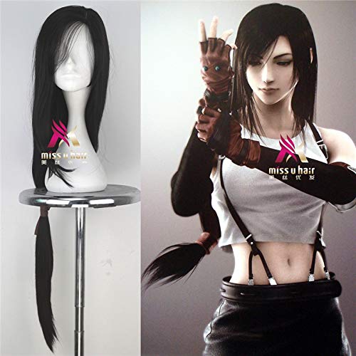 LINLINCD Cosplay wig Spiel FF15 Final Fantasy Cosplay Tifa Lockhart Perücke Frauen Mädchen 97cm lang Schachtelhalm Schwarz Synthese Haar Perücke Cosplay Zubehör LINLINCD Cosplay wig Spiel FF15 Final Fantasy Cosplay Tifa Lockhart Perücke Frauen Mädchen 97cm lang Schachtelhalm Schwarz Synthese Haar Perücke Cosplay Zubehör von LINLINCD